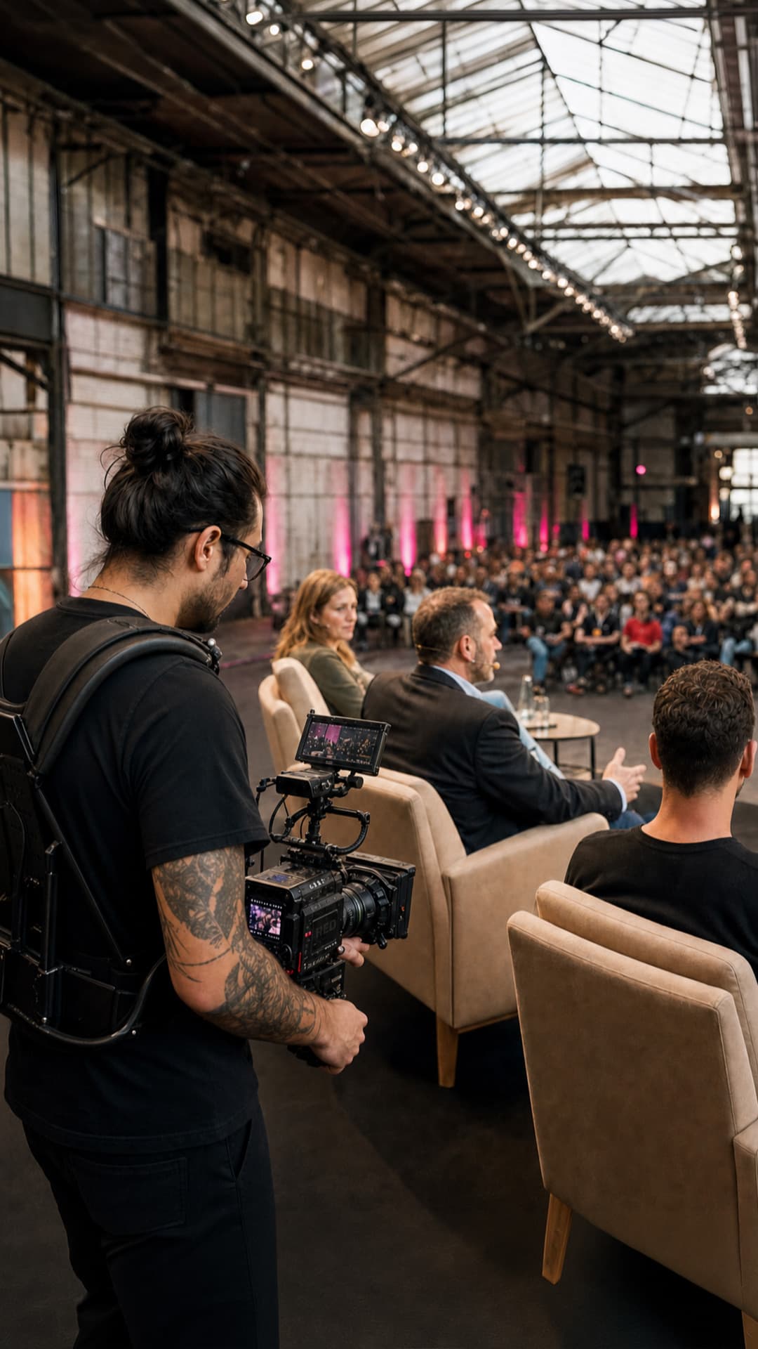Videograf filmt eine Podiumsrunde