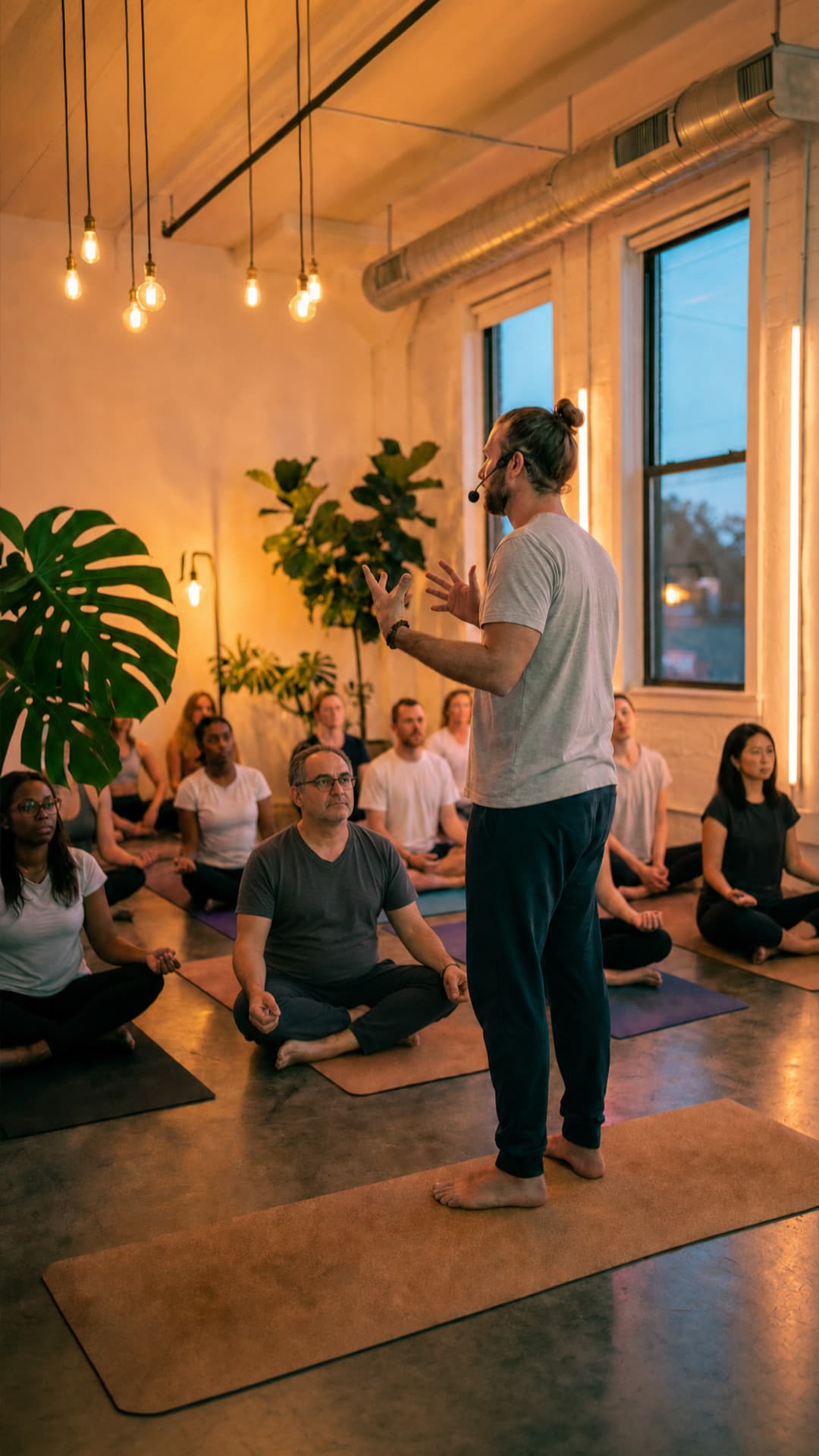 Yoga-Coach leitet eine Session